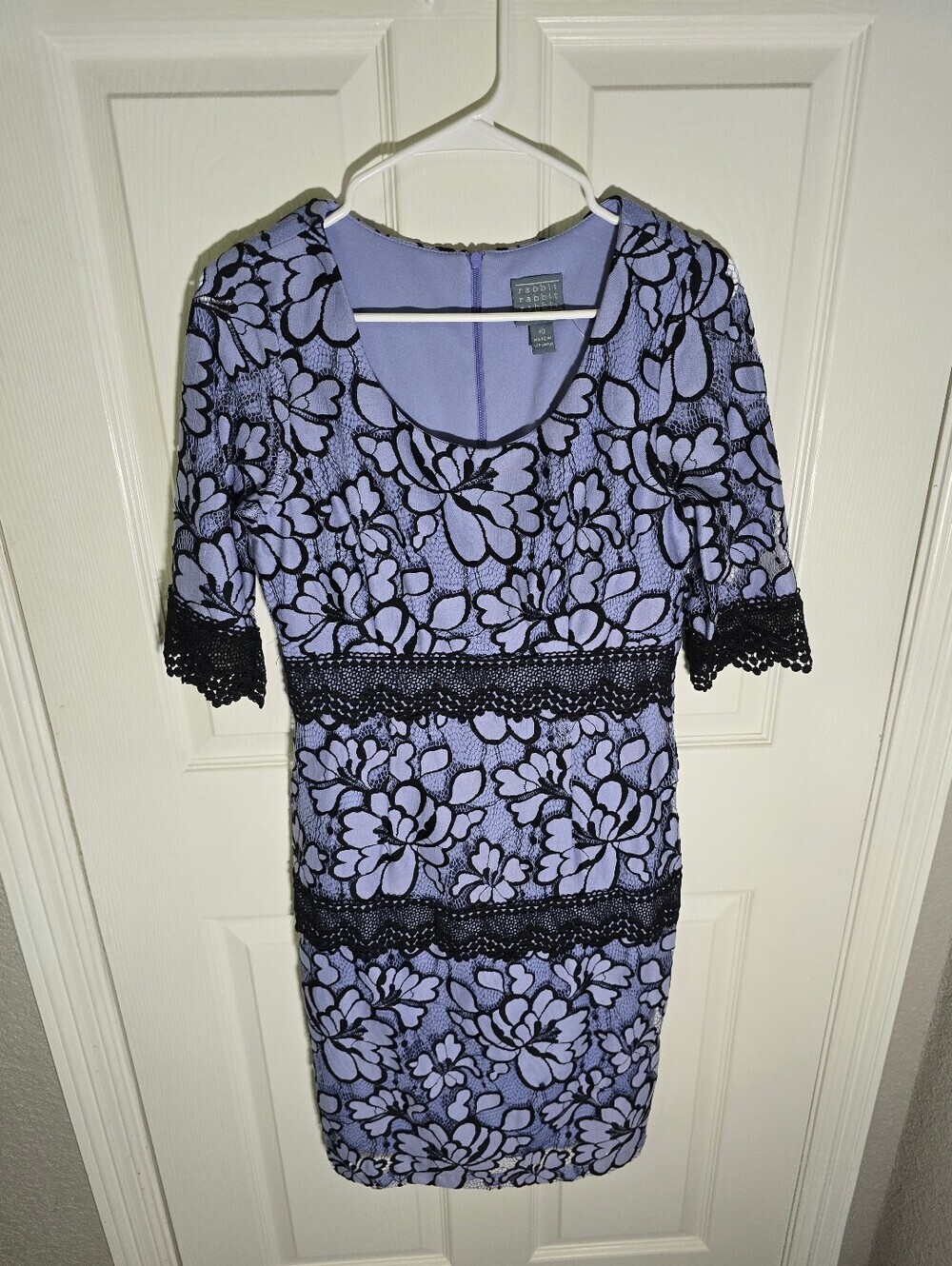 Rabbit Rabbit Rabbit Designs Womens Lace Floral Purple Midi Dress Size 10
